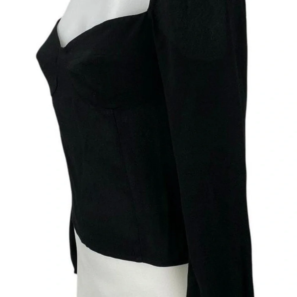 Reformation Reign Black Crop Top Blouse - Picture 7 of 7